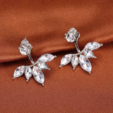 Korean New Zircon Crystal Leaf Cuff Earrings